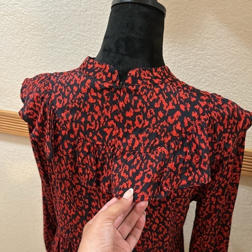 Animal Print Red Zara long sleeve dress size S!! - Picture 7 of 9